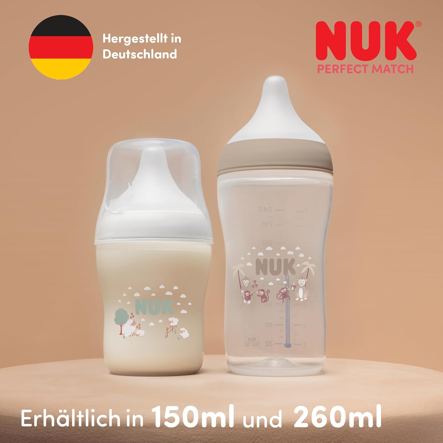 nuk perfect match baby bottle | 0+ months | 150 ml | anti colic drinking bottle | pp | temperature control display | monkey | pack of 1 nuk perfect match baby bottle | 0+ months | 150 ml | anti colic drinking bottle | pp | temperature control display | monkey | pack of 1