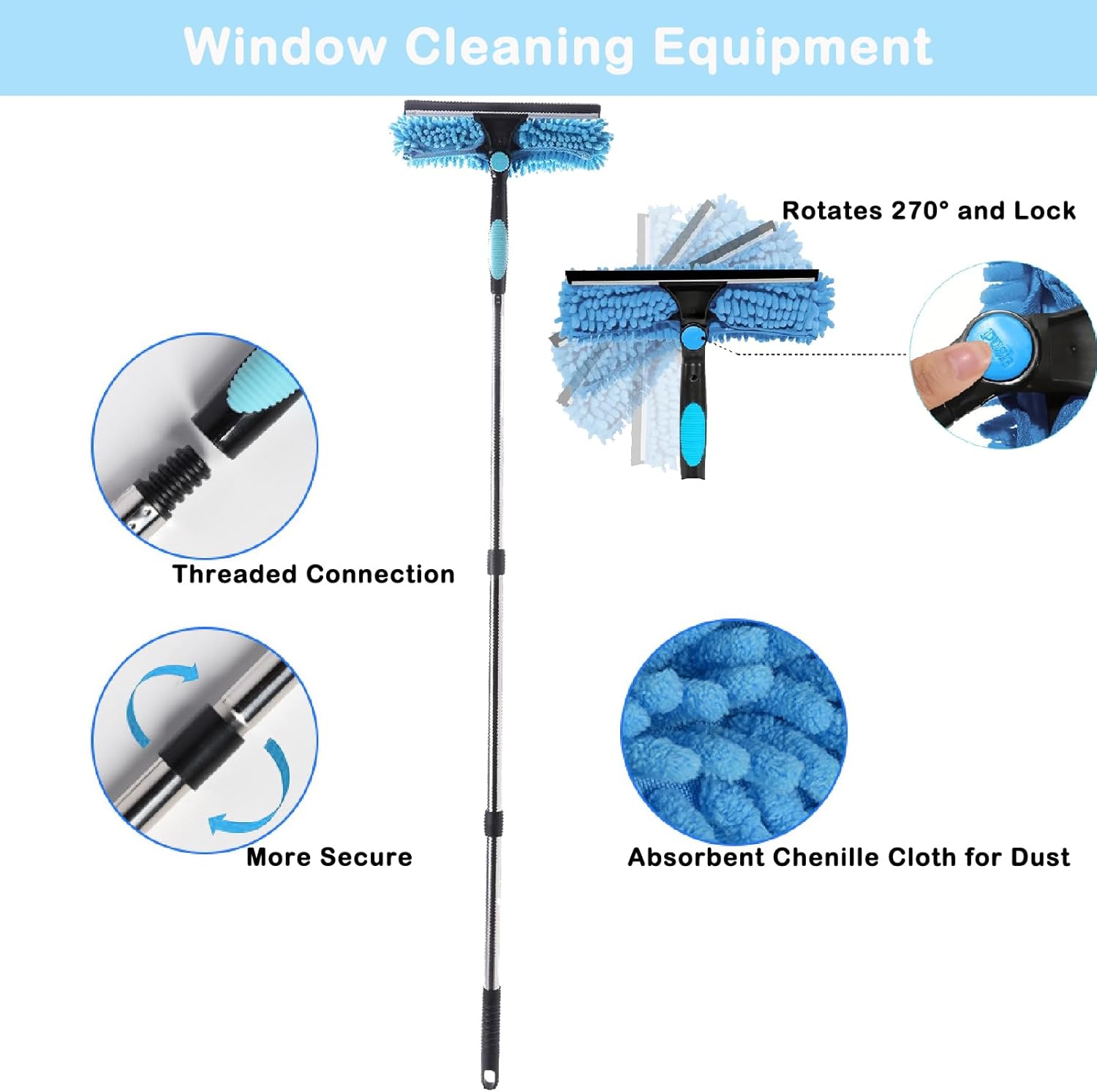 12.8ft(3.9m) window cleaning equipment,window cleaner with long handle(153in),professional window squeegee glass cleaning tool for high windows, shower glass, car, rv 12.8ft(3.9m) window cleaning equipment,window cleaner with long handle(153in),professional window squeegee glass cleaning tool for high windows, shower glass, car, rv