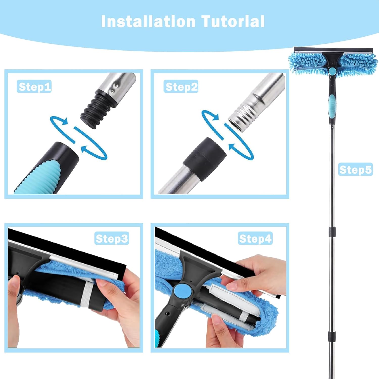 12.8ft(3.9m) window cleaning equipment,window cleaner with long handle(153in),professional window squeegee glass cleaning tool for high windows, shower glass, car, rv 12.8ft(3.9m) window cleaning equipment,window cleaner with long handle(153in),professional window squeegee glass cleaning tool for high windows, shower glass, car, rv