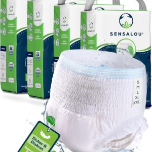 sensalou adult incontinence pants l 88 pack – pull up disposable underwear for men and women – heavy absorbency diapers with 3110ml capacity – large size 110 150cm waist – unisex hygiene protection