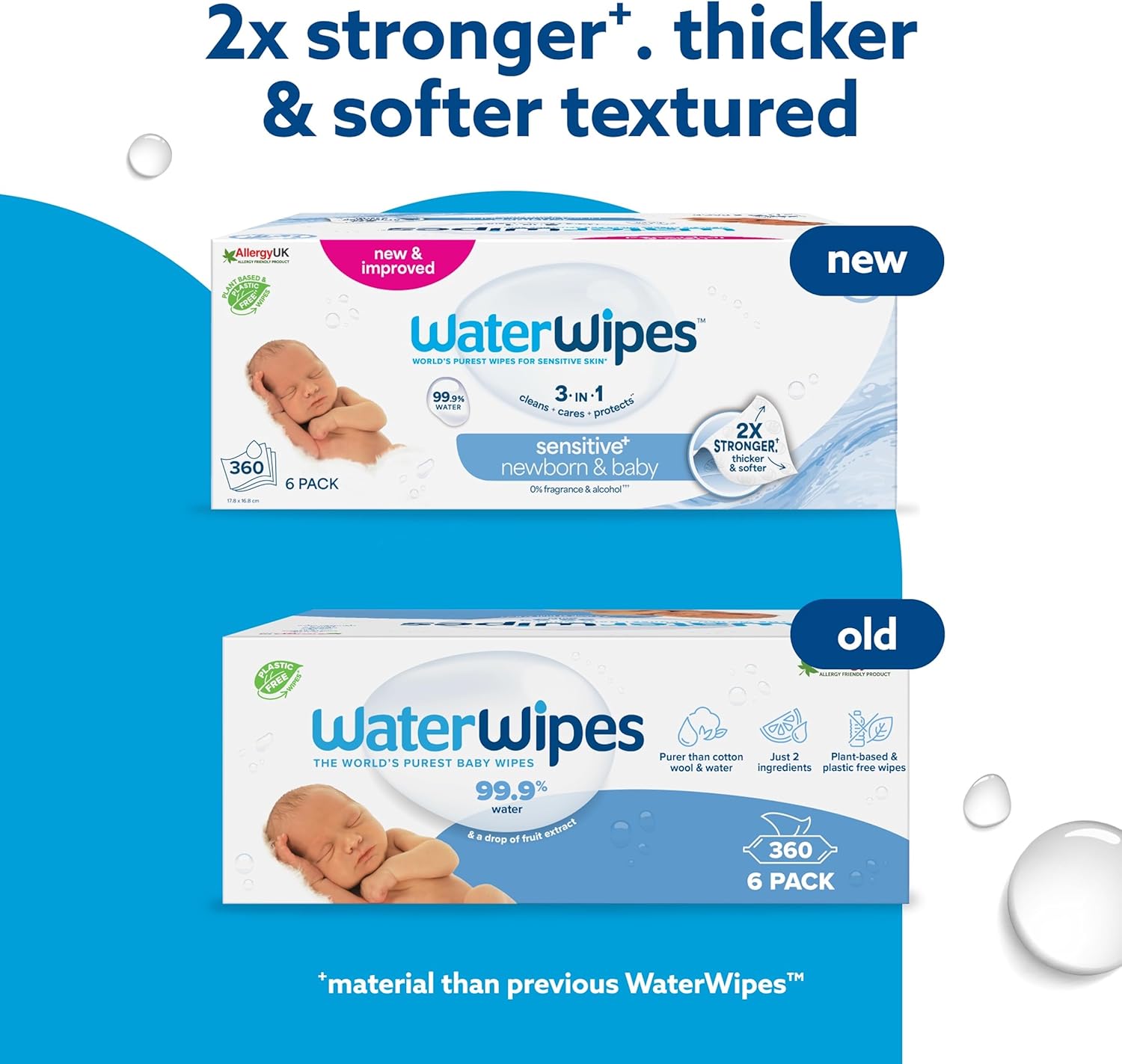 waterwipes sensitive+ newborn & baby wipes, 360 count (6 packs), 3 in 1 cleans, cares, protects, 99.9% water, unscented waterwipes sensitive+ newborn & baby wipes, 360 count (6 packs), 3 in 1 cleans, cares, protects, 99.9% water, unscented