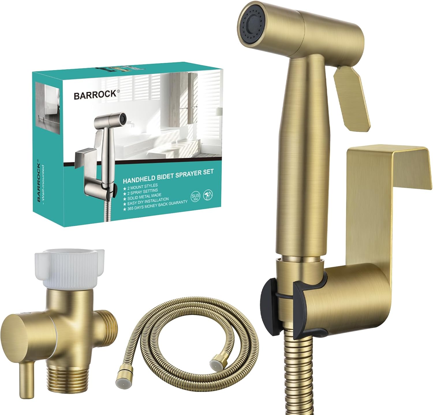 barrock handheld bidet sprayer for toilet, stainless steel cloth diaper sprayer kit, pet bath and feminine hygiene accessory set, gold brushed brass barrock handheld bidet sprayer for toilet, stainless steel cloth diaper sprayer kit, pet bath and feminine hygiene accessory set, gold brushed brass