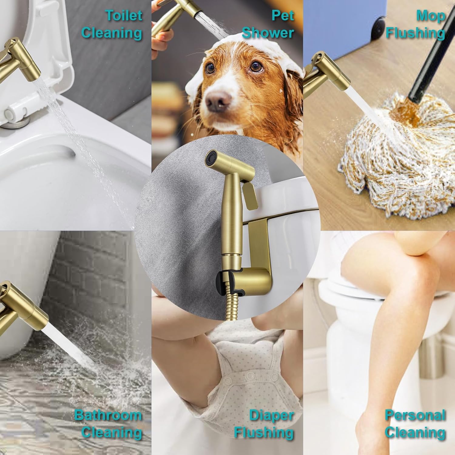 barrock handheld bidet sprayer for toilet, stainless steel cloth diaper sprayer kit, pet bath and feminine hygiene accessory set, gold brushed brass barrock handheld bidet sprayer for toilet, stainless steel cloth diaper sprayer kit, pet bath and feminine hygiene accessory set, gold brushed brass