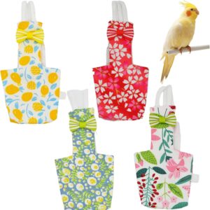 bird diapers, bird accessories, 4pcs reusable diaper flight suit with waterproof inner layer, flying clothes with leash for budgie parakeet cockatiel