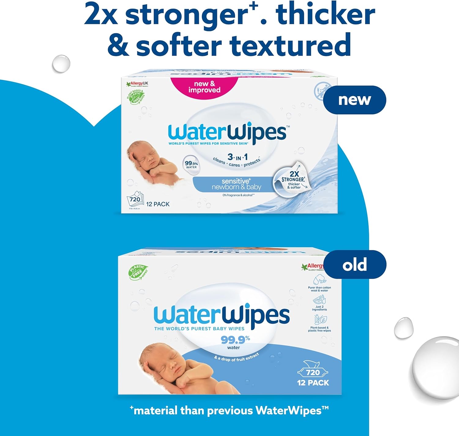 waterwipes sensitive+ newborn & baby wipes, 720 count (12 packs), 3 in 1 cleans, cares, protects, 99.9% water, unscented waterwipes sensitive+ newborn & baby wipes, 720 count (12 packs), 3 in 1 cleans, cares, protects, 99.9% water, unscented