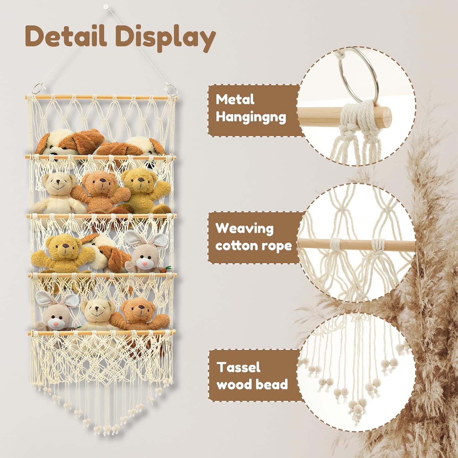 4 layer versatile plush toy holder large capacity vertical toy storage organizer animal hammock net safe nursery hanging organizer stable stuffed animals holder for kids(beige) 4 layer versatile plush toy holder large capacity vertical toy storage organizer animal hammock net safe nursery hanging organizer stable stuffed animals holder for kids(beige)