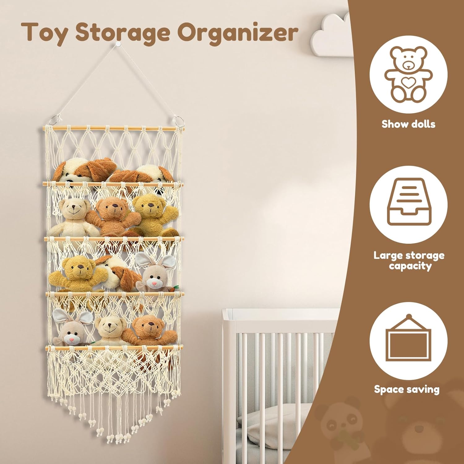 4 layer versatile plush toy holder large capacity vertical toy storage organizer animal hammock net safe nursery hanging organizer stable stuffed animals holder for kids(beige) 4 layer versatile plush toy holder large capacity vertical toy storage organizer animal hammock net safe nursery hanging organizer stable stuffed animals holder for kids(beige)