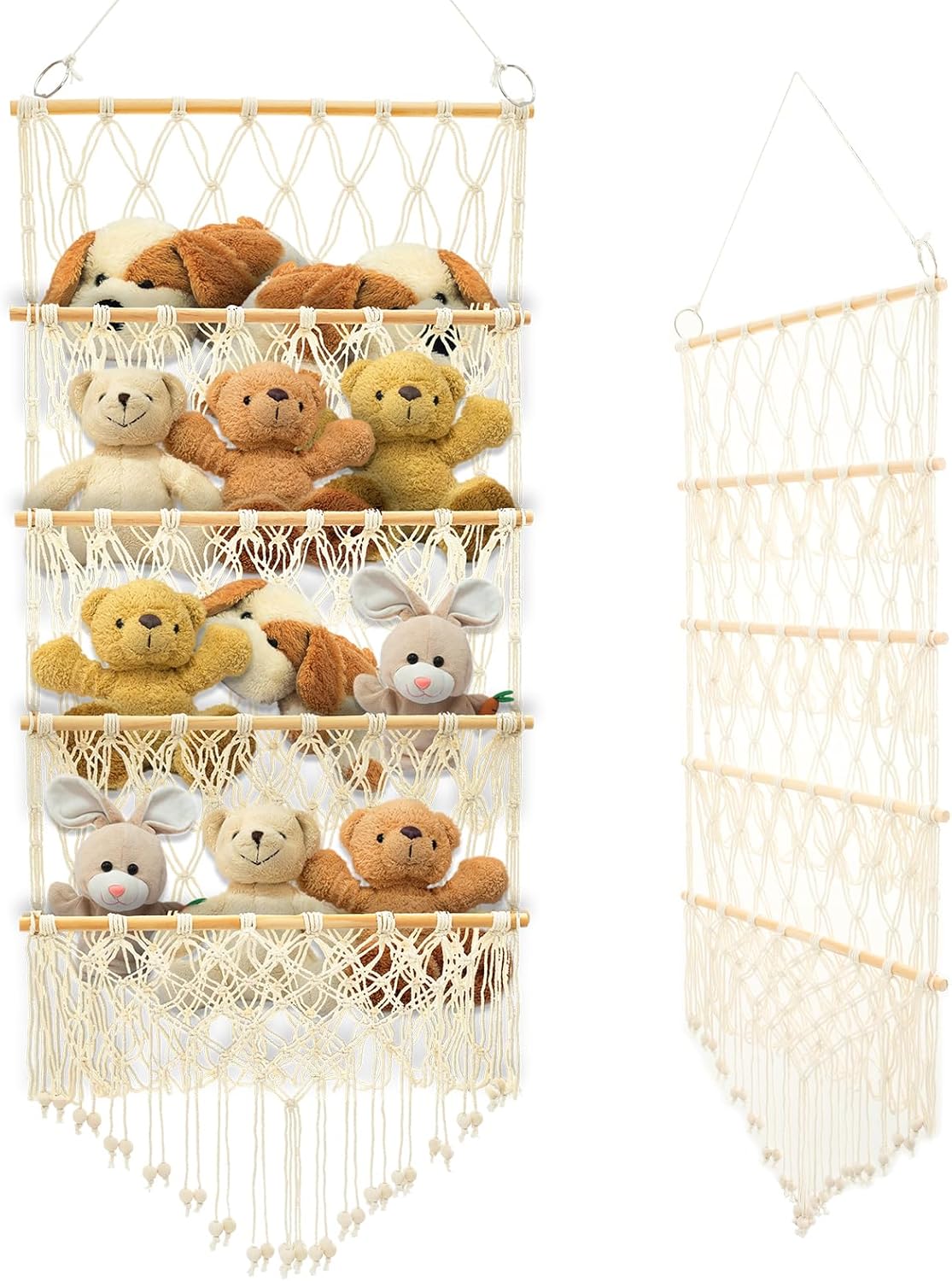 stuffed animal storage 4 layer versatile plush toy holder bohemian style soft toy hammock over the door hanging storage organizer for nursery playroom bedroom(beige) stuffed animal storage 4 layer versatile plush toy holder bohemian style soft toy hammock over the door hanging storage organizer for nursery playroom bedroom(beige)