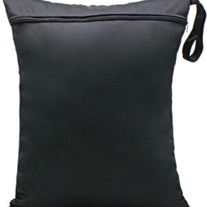 zngou wet dirty laundry bag waterproof dry wet bag cloth nappy wet bags changing bag organiser pouches cloth diaper bag for babies swimming camping travel gym workout beach, black, 1pc 40*50cm, modern