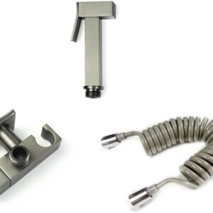 hand sprayer set for toilet, portable for baby cloth diapers, brass accessory with hose for feminine washing, easy install, grey (grey)