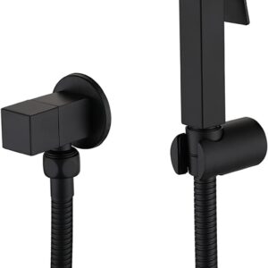 handheld bidet sprayer set for toilet brass cloth diaper sprayer with cold water, wall mount bidet kit for feminine hygiene, black bathroom accessories