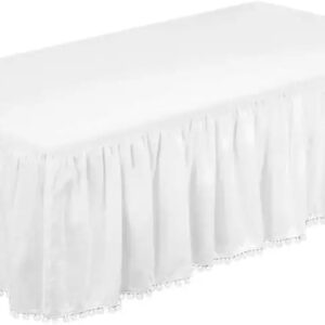 crib skirt for crib skirt with ruffles in plush, adjustable elastic bedding for toddlers, ruffled bed skirt, bed cover (white)