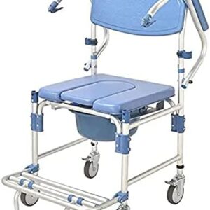 commode chair bath shower chair with armrests and wheels portable wheelchair stool for elderly, injured, and disabled