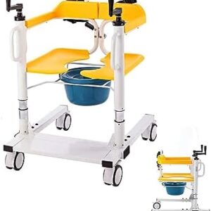 portable patient transfer chair 180° split seat with cushion and potty for home use, elderly care, and shower assistance
