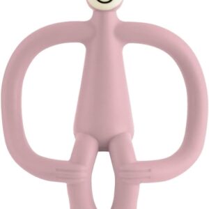matchstick monkey, original teether & gel applicator, antimicrobial silicone teething toys for baby, easy to grip, bpa free, 3 months old+, 10.5 cm, dusty pink monkey