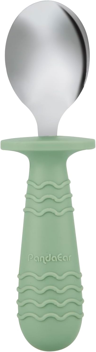 pandaear set of 6 children's cutlery, silicone handle, stainless steel children's crockery set, baby cutlery learning to eat cutlery from 1 year, children's spoon and fork set for baby toddler (blue pandaear set of 6 children's cutlery, silicone handle, stainless steel children's crockery set, baby cutlery learning to eat cutlery from 1 year, children's spoon and fork set for baby toddler (blue