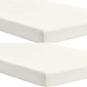 dudu n girlie next to me crib sheets fitted 51x85 | hypoallergenic toddler bed sheets | breathable & easy care junior bed sheets (pack of 2, cream)