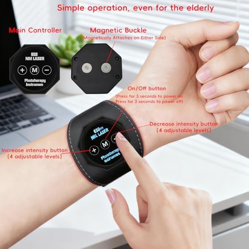 red light therapy wristband, 650nm adjustable wearable device for muscle tension relief and hand care, ideal for home use and elderly parents red light therapy wristband, 650nm adjustable wearable device for muscle tension relief and hand care, ideal for home use and elderly parents
