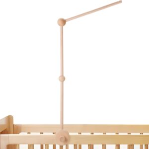 pandaear cot mobile arm, beech wooden baby mobile holder with anti slip attachment, baby mo bile hanger for crib nursery décor accessories