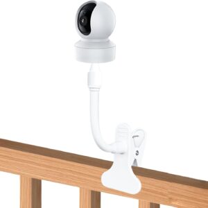 baby camera holder, baby monitor holder, universal monitor holder, flexible clip camera mount with 1/4 inch screw security for spaceview s/spaceview pro baby monitor, children's room, baby bed (white)