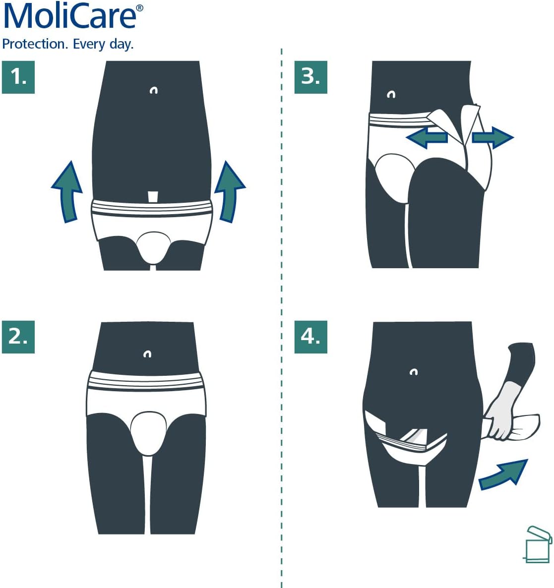 molicare premium mobile disposable incontinence pants: for women and men with incontinence; 8 drops, size xl, pack of 14 molicare premium mobile disposable incontinence pants: for women and men with incontinence; 8 drops, size xl, pack of 14