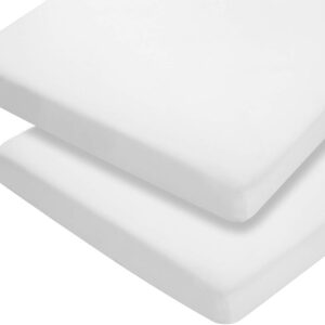 dudu n girlie next to me crib sheets – 51x85 cm fitted, hypoallergenic, breathable, soft toddler bed sheets, easy care junior sheets (pack of 2, white), compatible with chicco next to me