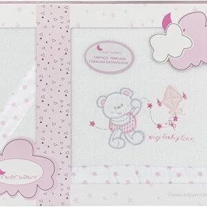 interbaby coral bedding set for mini crib "baby love" in white and pink