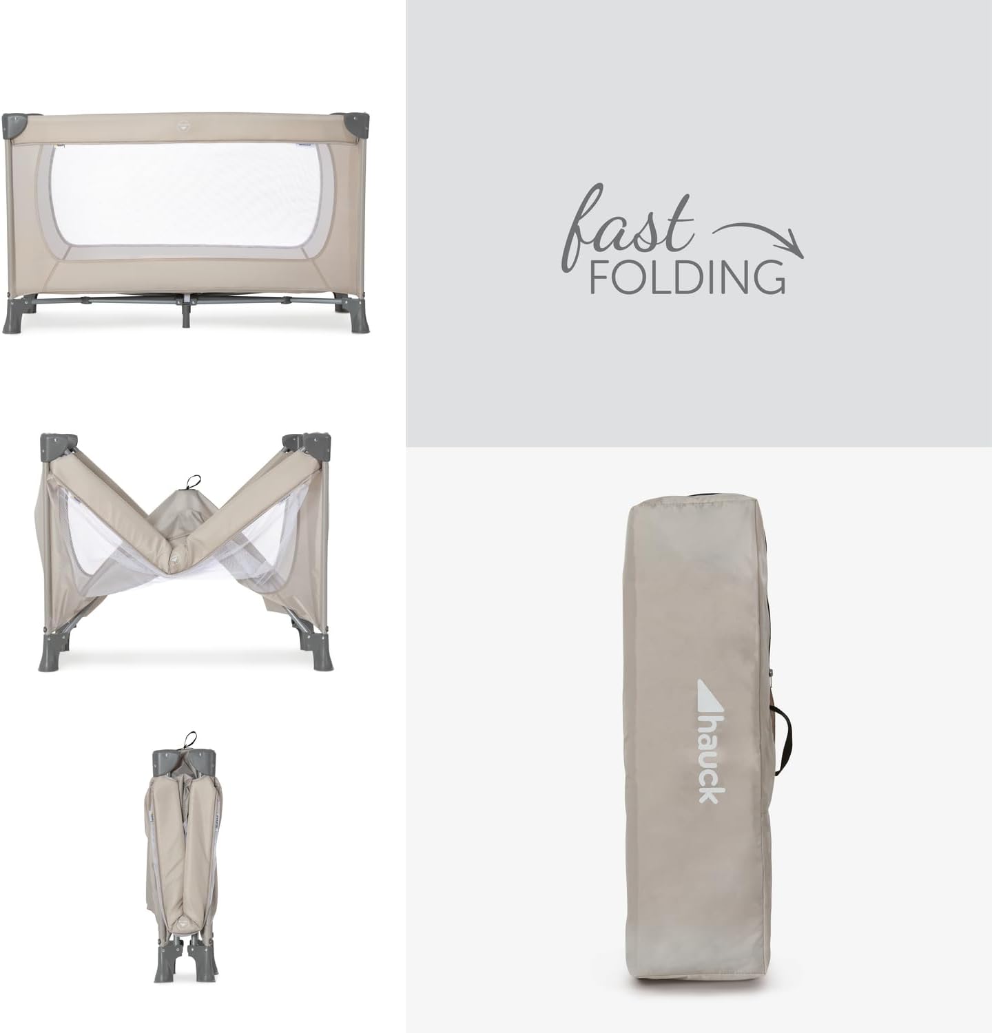 hauck dream n play, beige travel cot with transport bag for babies & toddlers, lightweight, fast & compact folding, 120cm x 60cm, from birth up to 15 kg hauck dream n play, beige travel cot with transport bag for babies & toddlers, lightweight, fast & compact folding, 120cm x 60cm, from birth up to 15 kg