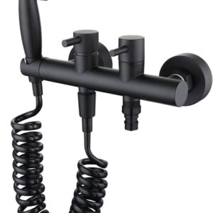 bidet sprayer for toilet handheld with pvc hose, brass attachment for feminine wash, diaper cloth and shower for pet, black