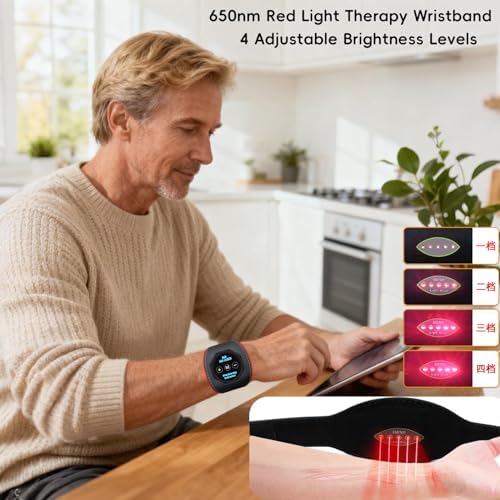 red light therapy wristband, 650nm adjustable wearable device for muscle tension relief and hand care, ideal for home use and elderly parents red light therapy wristband, 650nm adjustable wearable device for muscle tension relief and hand care, ideal for home use and elderly parents