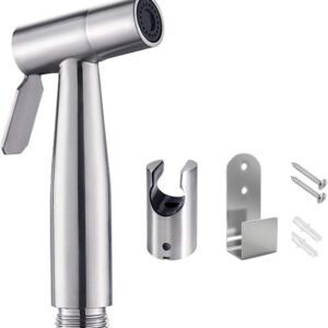 bidet sprayer head with hook, stainless steel bidet sprayer kit, baby cloth diaper sprayer, easy to install for personal hygiene and bedpan wc sprayer