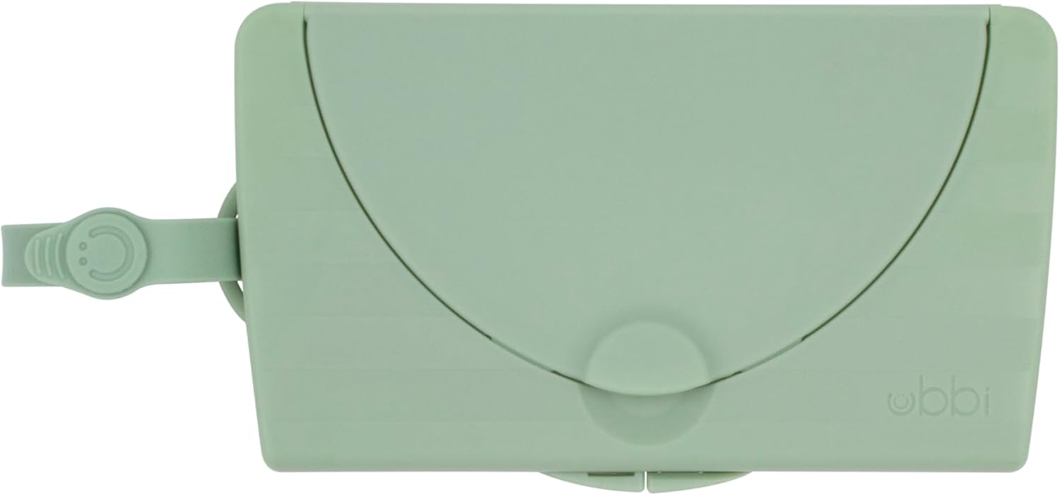 ubbi on the go baby wipes dispenser, portable wipes container for travel, nappy bag accessory must have for newborns, reusable wipes holder, sage green ubbi on the go baby wipes dispenser, portable wipes container for travel, nappy bag accessory must have for newborns, reusable wipes holder, sage green