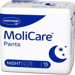 molicare® pants night – incontinence pants for moderate bladder weakness at night for men and women | reliable & discreet | size m (80 120 cm hip circumference), 15 items