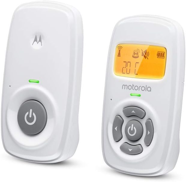 motorola nursery am24 / mbp24 audio baby monitor with room temperature display, high sensitivity microphone and two way talk, uhf, white motorola nursery am24 / mbp24 audio baby monitor with room temperature display, high sensitivity microphone and two way talk, uhf, white