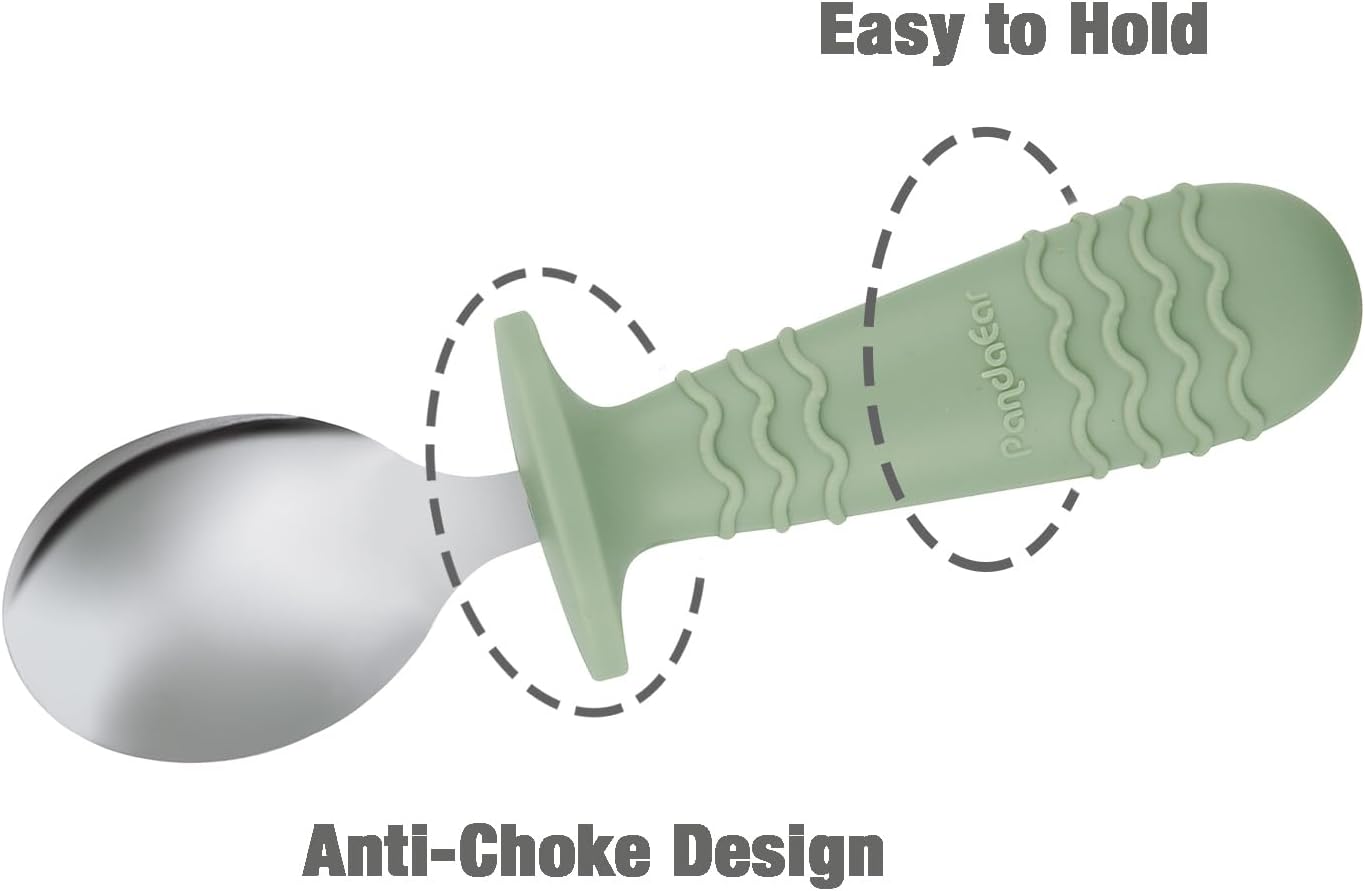 pandaear set of 6 children's cutlery, silicone handle, stainless steel children's crockery set, baby cutlery learning to eat cutlery from 1 year, children's spoon and fork set for baby toddler (blue pandaear set of 6 children's cutlery, silicone handle, stainless steel children's crockery set, baby cutlery learning to eat cutlery from 1 year, children's spoon and fork set for baby toddler (blue