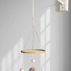 crib mobile wooden arm, wall mounted suitable for all cribs 100% natural larch hanger nusery decor baby room safe holder(mobile is not included