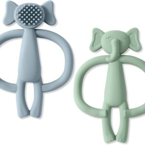 vicloon baby teething toy, pack of 2 baby toys and teething aid for 3 6 9 months, children's toothbrush teething aid, silicone teething ring, bpa free, baby teething toy for boys and girls, from 3