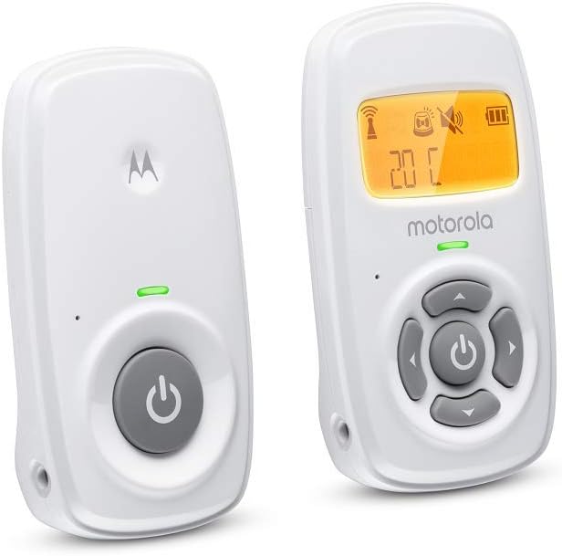 motorola nursery am24 / mbp24 audio baby monitor with room temperature display, high sensitivity microphone and two way talk, uhf, white motorola nursery am24 / mbp24 audio baby monitor with room temperature display, high sensitivity microphone and two way talk, uhf, white