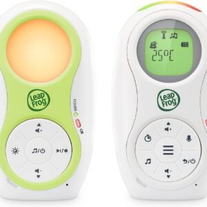 leapfrog lf80 audio baby monitor with two batteries, temperature sensor, reminder, noise indicator, safe transmission, long range, night light, voice recording