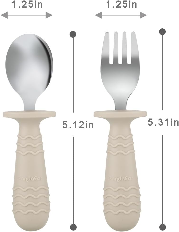 pandaear set of 6 children's cutlery, silicone handle, stainless steel children's crockery set, baby cutlery learning to eat cutlery from 1 year, children's spoon and fork set for baby toddler (blue pandaear set of 6 children's cutlery, silicone handle, stainless steel children's crockery set, baby cutlery learning to eat cutlery from 1 year, children's spoon and fork set for baby toddler (blue