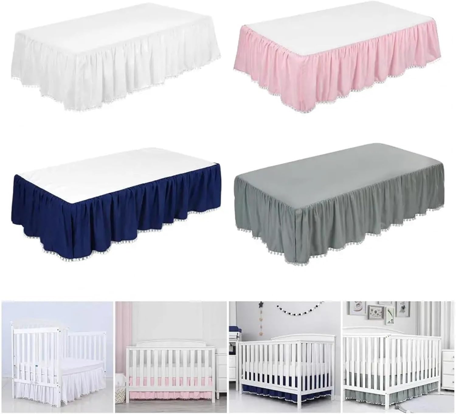 crib skirt for crib skirt with ruffles in plush, adjustable elastic bedding for toddlers, ruffled bed skirt, bed cover (white) crib skirt for crib skirt with ruffles in plush, adjustable elastic bedding for toddlers, ruffled bed skirt, bed cover (white)