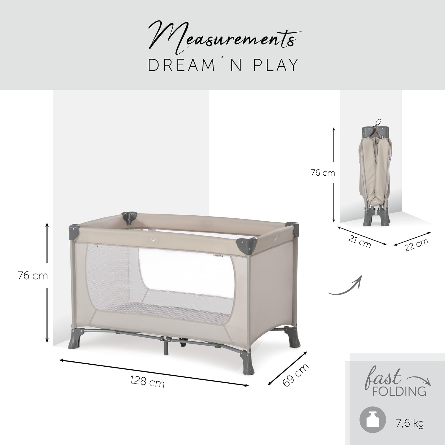hauck dream n play, beige travel cot with transport bag for babies & toddlers, lightweight, fast & compact folding, 120cm x 60cm, from birth up to 15 kg hauck dream n play, beige travel cot with transport bag for babies & toddlers, lightweight, fast & compact folding, 120cm x 60cm, from birth up to 15 kg
