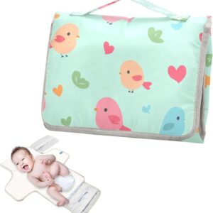 reusable changing pad for baby with tissue pocket happy valentines cartoon bird green changing pad for changing table infant travel kit cambiador de pa?ales para bebes