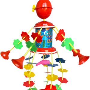 crib mobile wind up rotating soothing decor, kids crib bell decor accessory, development toy for boys girls preschoolers, nursery bassinet bedroom living room wall window