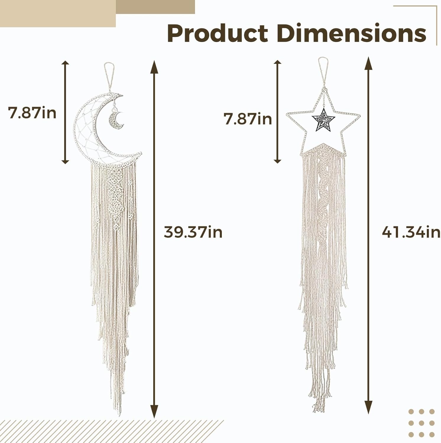 set of 2 moon star, boho macrame hanging decor, wall art for bedroom and nursery set of 2 moon star, boho macrame hanging decor, wall art for bedroom and nursery