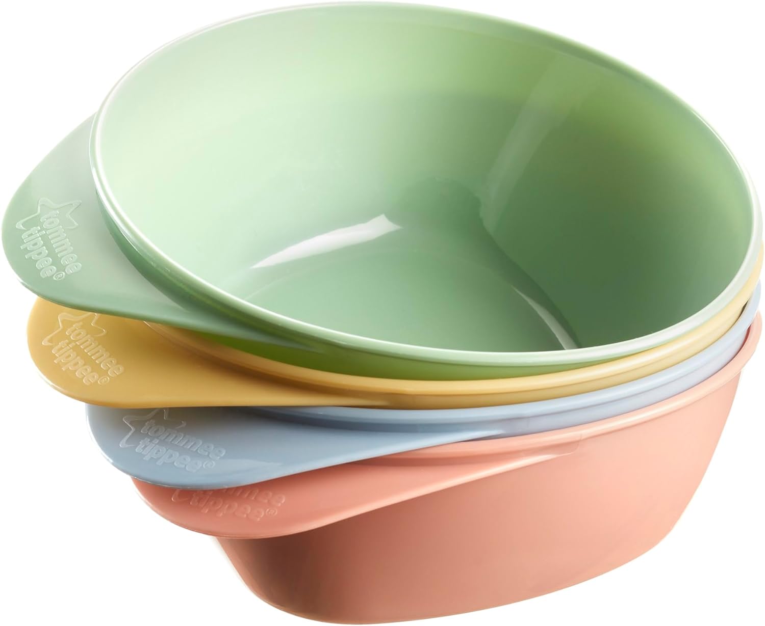 tommee tippee easi scoop baby feeding bowls with triangular base and ergonomic handle, stackable, pack of 4 tommee tippee easi scoop baby feeding bowls with triangular base and ergonomic handle, stackable, pack of 4