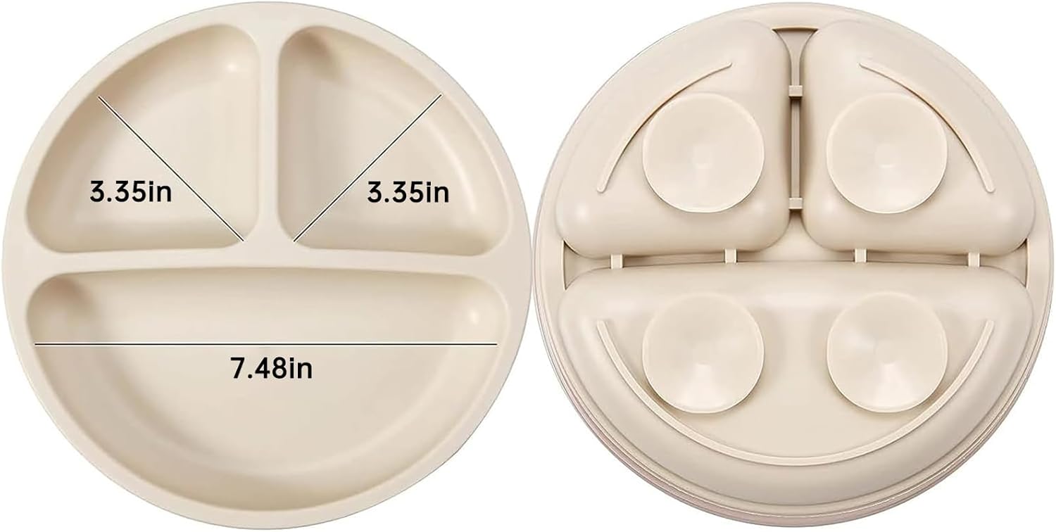 pandaear silicone feeding set | set of 2 divided suction plates and 2 small cups with 2 spoons and 2 forks | baby utensils (pink) pandaear silicone feeding set | set of 2 divided suction plates and 2 small cups with 2 spoons and 2 forks | baby utensils (pink)