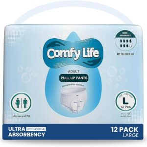 comfy life premium adult incontinence pull up diaper pants 12 pack high absorbency (large)