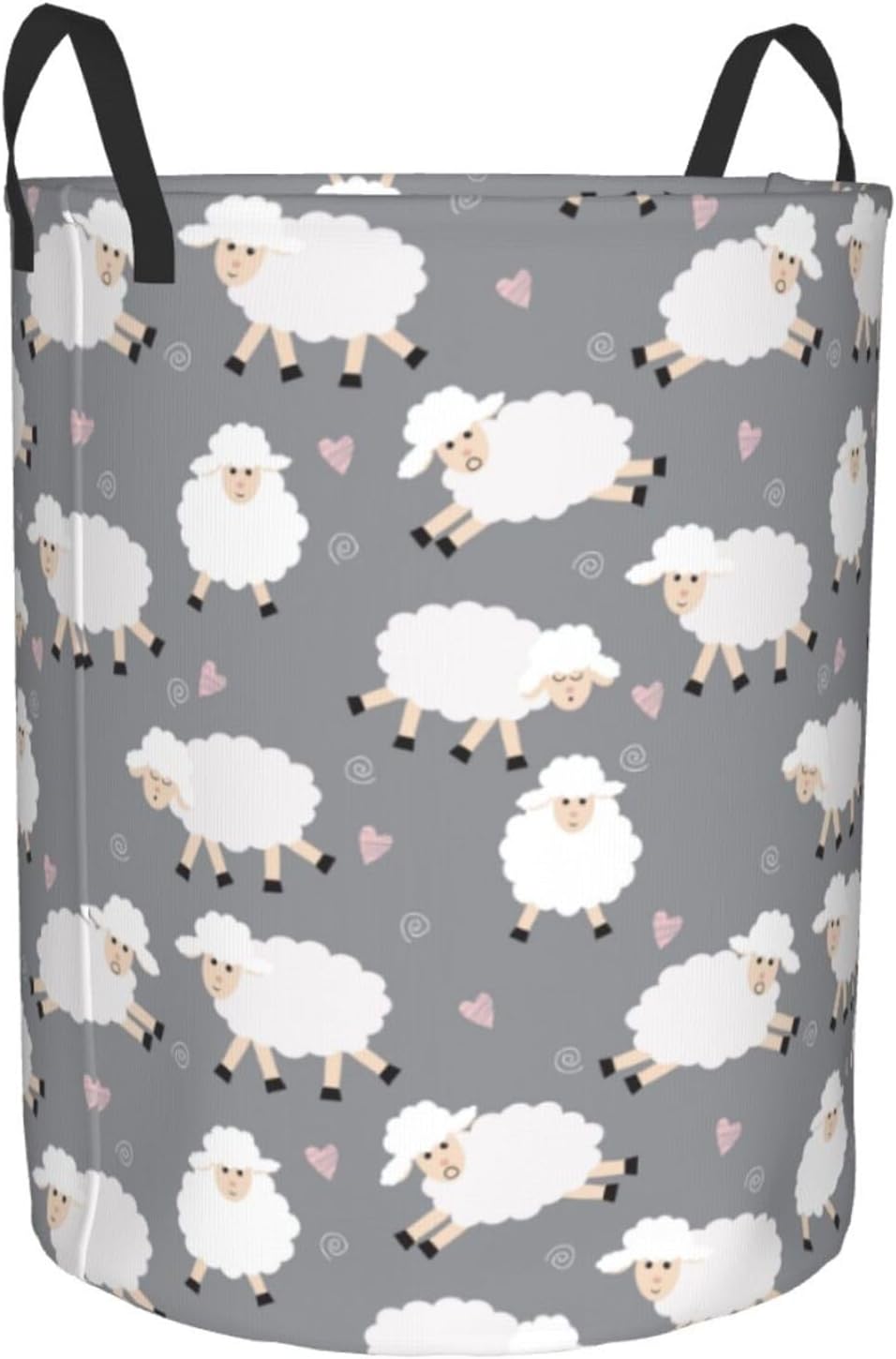 cute sheep (gray) round laundry hamper storage basket toys clothes organizer bin for home bathroom bedroom dorm nursery, 62l cute sheep (gray) round laundry hamper storage basket toys clothes organizer bin for home bathroom bedroom dorm nursery, 62l