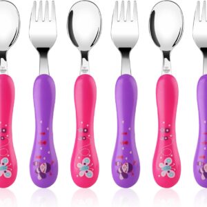 lehoo castle toddler fork and spoon set, 6pcs stainless steel children's cutlery kids cutlery flatware, incudes3 x spoons, 3 x forks (no knives
